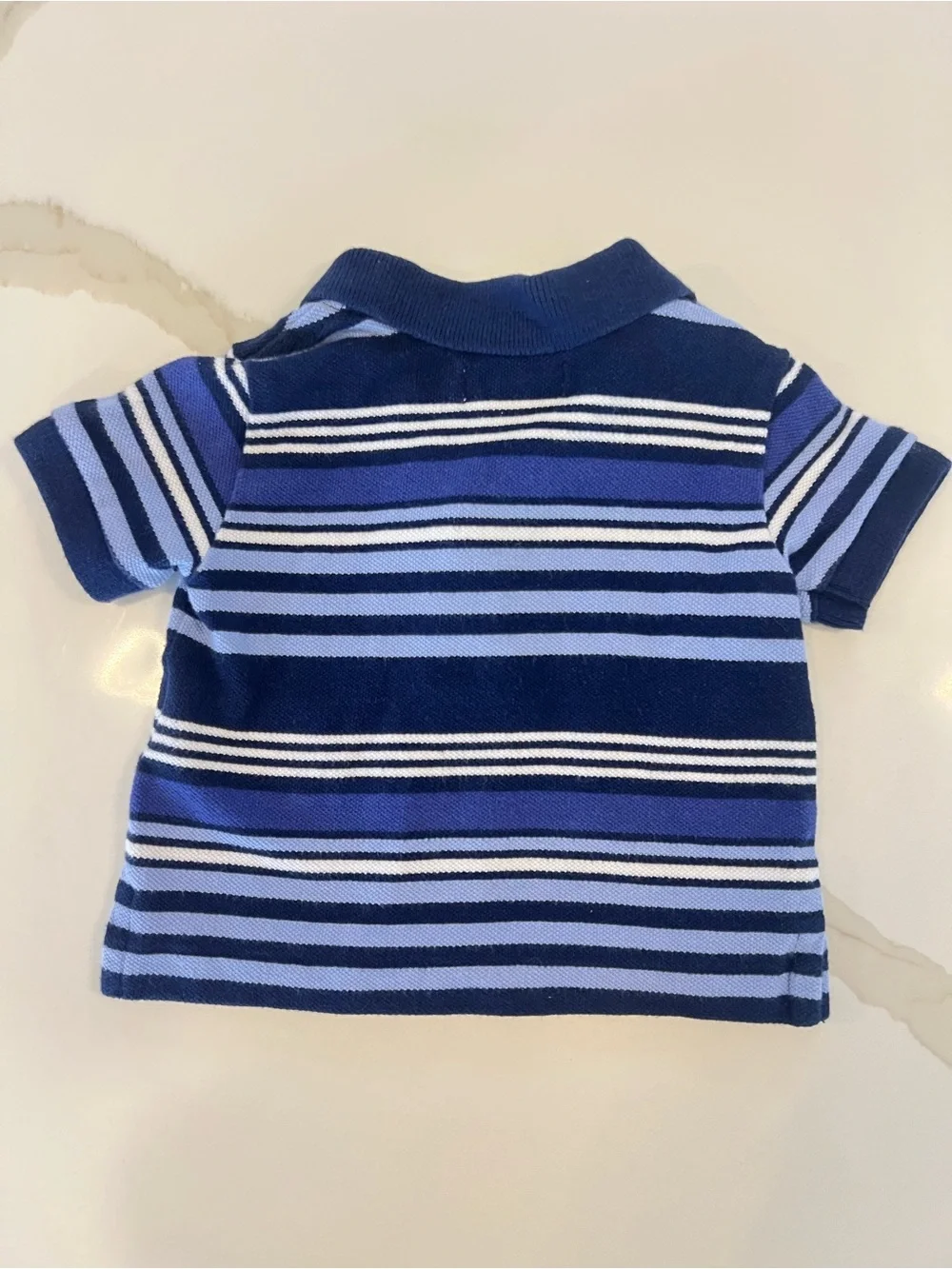 Ralph Lauren Blue & White Striped Polo Shirt | Size 3M